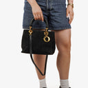 Christian Dior Black Cannage Quilted Suede Leather Lady Dior Bag