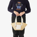 Loewe Neutral/White Raffia Basket Bag