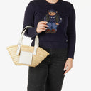 Loewe Neutral/White Raffia Basket Bag