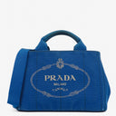 Prada Cobalto Canapa Logo Tote Bag