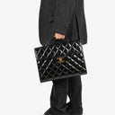 Chanel CC Maxi Logo Black Patent Leather Briefcase