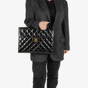 Chanel CC Maxi Logo Black Patent Leather Briefcase