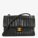 Chanel Vertical Quilted Black Leather Single Flap Bag With 24K Gold-Plated Hardware