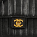 Chanel Vertical Quilted Black Leather Single Flap Bag With 24K Gold-Plated Hardware