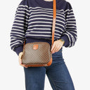 Celine Vintage Macadam Triomphe Brown Crossbody Bag