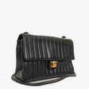 Chanel Vertical Quilted Black Leather Single Flap Bag With 24K Gold-Plated Hardware