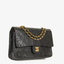 Chanel Vintage Classic Medium Double Flap Bag in Quilted Black Lambskin with 24-karat Gold-Plated Hardware