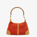 Gucci Jackie Bamboo Handle Suede Shoulder Bag