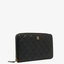 Chanel Black Caviar Quilted Classic Long Zipped Wallet