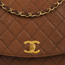 Chanel Half-Moon Flap Bag Brown Quilted Lambskin 24K Gold-Plated Hardware