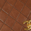 Chanel Half-Moon Flap Bag Brown Quilted Lambskin 24K Gold-Plated Hardware
