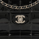 Chanel East West Black Patent Leather Chocolate Bar Flap Bag