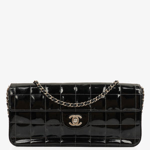Chanel East West Black Patent Leather Chocolate Bar Flap Bag