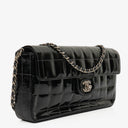Chanel East West Black Patent Leather Chocolate Bar Flap Bag