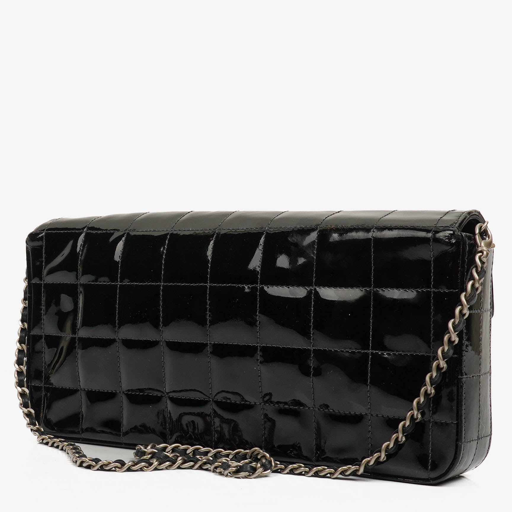 Chanel East West Black Patent Leather Chocolate Bar Flap Bag