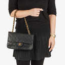 Chanel Vintage Classic Medium Double Flap Bag in Quilted Black Lambskin with 24-karat Gold-Plated Hardware