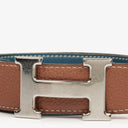 Hermes 30mm Leather Reversible Brown/Blue H Belt Size 80