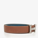 Hermes 30mm Leather Reversible Brown/Blue H Belt Size 80