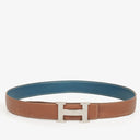 Hermes 30mm Leather Reversible Brown/Blue H Belt Size 80