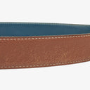 Hermes 30mm Leather Reversible Brown/Blue H Belt Size 80