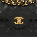 Chanel Vintage Classic Double Flap Bag in Quilted Black Lambskin with 24K Gold-Plated Hardware