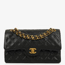 Chanel Vintage Classic Double Flap Bag in Quilted Black Lambskin with 24K Gold-Plated Hardware