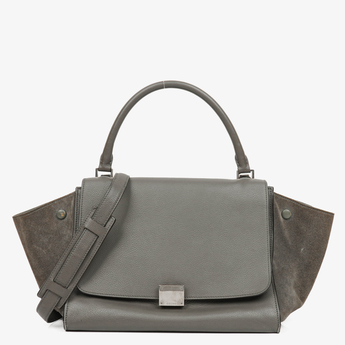 Celine Grey Leather and Suede Trapeze Bag