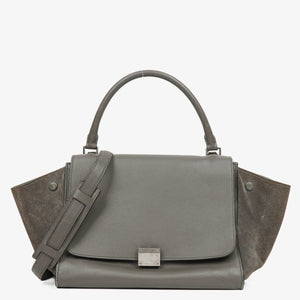 Celine Grey Leather and Suede Trapeze Bag