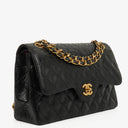 Chanel Vintage Classic Double Flap Bag in Quilted Black Lambskin with 24K Gold-Plated Hardware
