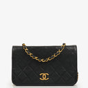 Chanel Mini Classic Black Quilted Lambskin Full Flap Wallet On Chain WOC With 24K Gold-Plated Hardware