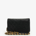 Chanel Mini Classic Black Quilted Lambskin Full Flap Wallet On Chain WOC With 24K Gold-Plated Hardware