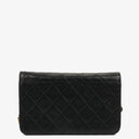 Chanel Mini Classic Black Quilted Lambskin Full Flap Wallet On Chain WOC With 24K Gold-Plated Hardware
