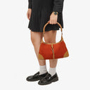 Gucci Jackie Bamboo Handle Suede Shoulder Bag