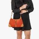 Gucci Jackie Bamboo Handle Suede Shoulder Bag