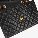 Chanel Maxi CC Classic Single Flap Maxi Logo Bag Black Quilted Lambskin 24K Gold-Plated Hardware