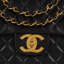 Chanel Maxi CC Classic Single Flap Maxi Logo Bag Black Quilted Lambskin 24K Gold-Plated Hardware