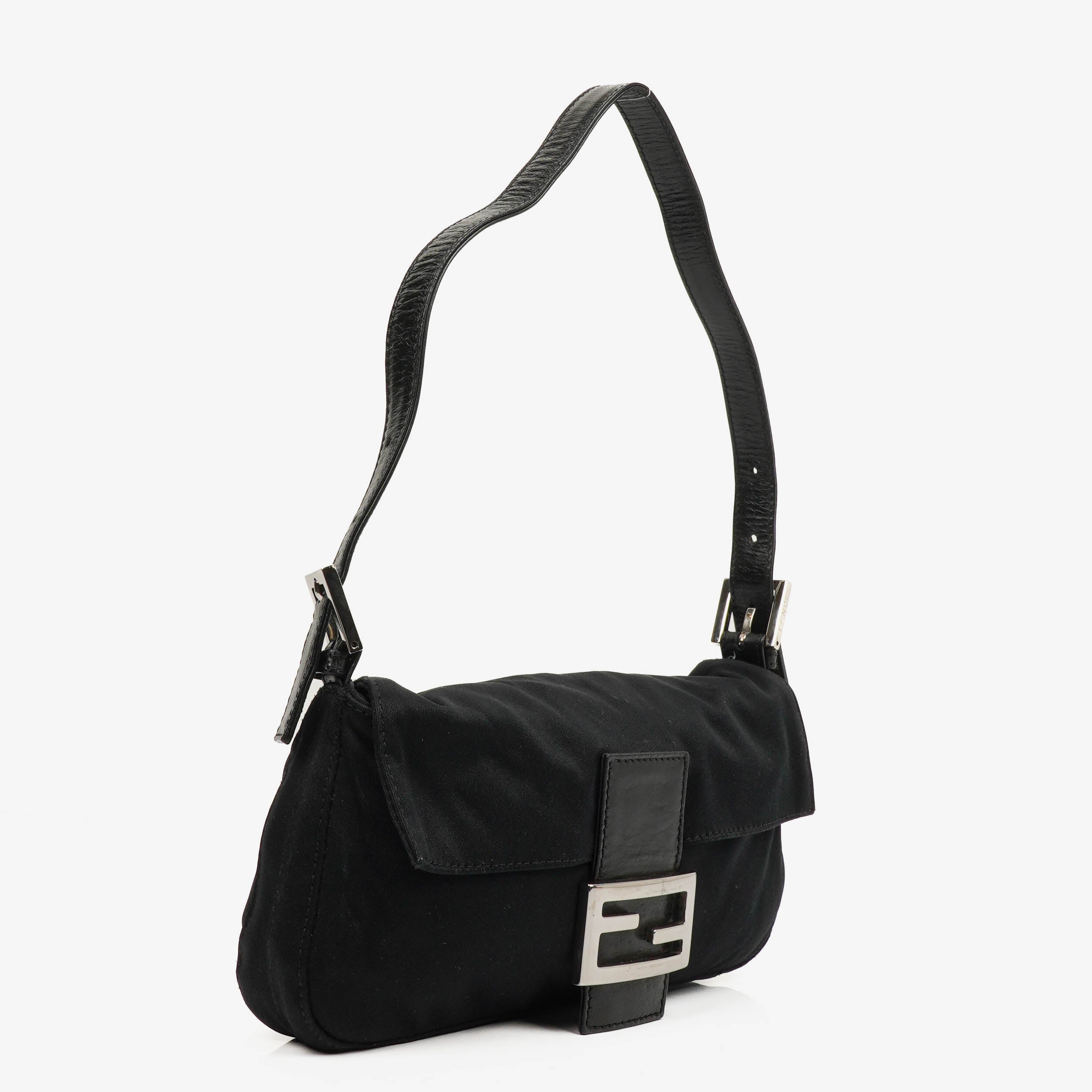 Fendi Baguette Black Neoprene Shoulder Bag