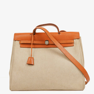 Hermes Herbag Natural Toile Vache Hunter MM 2 In 1 Bag