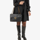 Chanel Maxi CC Classic Single Flap Maxi Logo Bag Black Quilted Lambskin 24K Gold-Plated Hardware