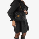 Chanel Maxi CC Classic Single Flap Maxi Logo Bag Black Quilted Lambskin 24K Gold-Plated Hardware