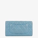 Chanel Large Quillted Lambskin Light Blue Flap Wallet