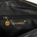 Chanel Vintage Large Camera Tassel Bag In Black Quilted Caviar Leather