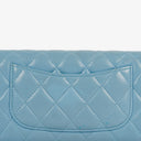 Chanel Large Quillted Lambskin Light Blue Flap Wallet