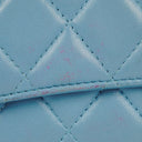 Chanel Large Quillted Lambskin Light Blue Flap Wallet