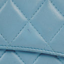 Chanel Large Quillted Lambskin Light Blue Flap Wallet