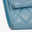 Chanel Large Quillted Lambskin Light Blue Flap Wallet