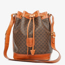 Celine Vintage Macadam Triomphe Brown Drawstring Bucket Bag