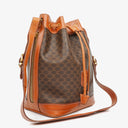 Celine Vintage Macadam Triomphe Brown Drawstring Bucket Bag