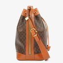 Celine Vintage Macadam Triomphe Brown Drawstring Bucket Bag