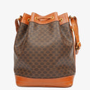 Celine Vintage Macadam Triomphe Brown Drawstring Bucket Bag